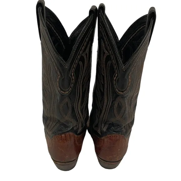 Women’s Justin Boots 4750 Brown VTG Iguana Lizard Leather Cowboy Western 5.5B