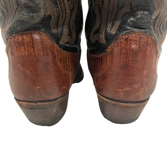 Women’s Justin Boots 4750 Brown VTG Iguana Lizard Leather Cowboy Western 5.5B