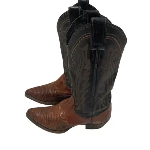 Women’s Justin Boots 4750 Brown VTG Iguana Lizard Leather Cowboy Western 5.5B