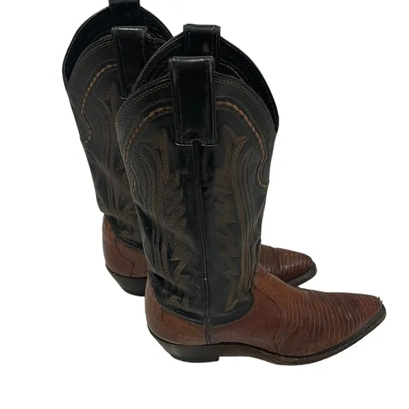 Women’s Justin Boots 4750 Brown VTG Iguana Lizard Leather Cowboy Western 5.5B