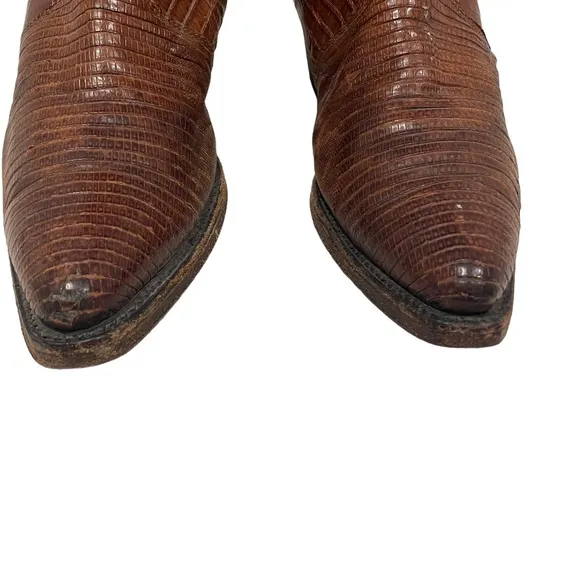 Women’s Justin Boots 4750 Brown VTG Iguana Lizard Leather Cowboy Western 5.5B