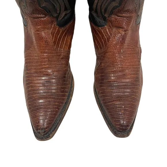 Women’s Justin Boots 4750 Brown VTG Iguana Lizard Leather Cowboy Western 5.5B