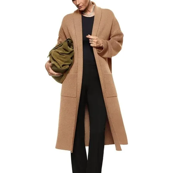 Womens Long Sleeve Maxi Cardigan Open Front Oversized Knitted Sweater and coat.