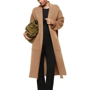 Womens Long Sleeve Maxi Cardigan Open Front Oversized Knitted Sweater and coat.