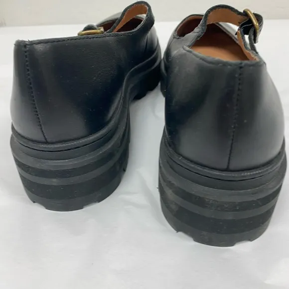 Women's Madewell Freya Chunky Lugsole Mary Jane Black Leather Shoes Size 8.5/9