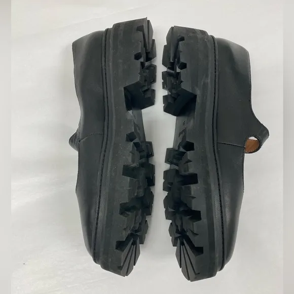 Women's Madewell Freya Chunky Lugsole Mary Jane Black Leather Shoes Size 8.5/9