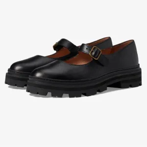 Women's Madewell Freya Chunky Lugsole Mary Jane Black Leather Shoes Size 8.5/9