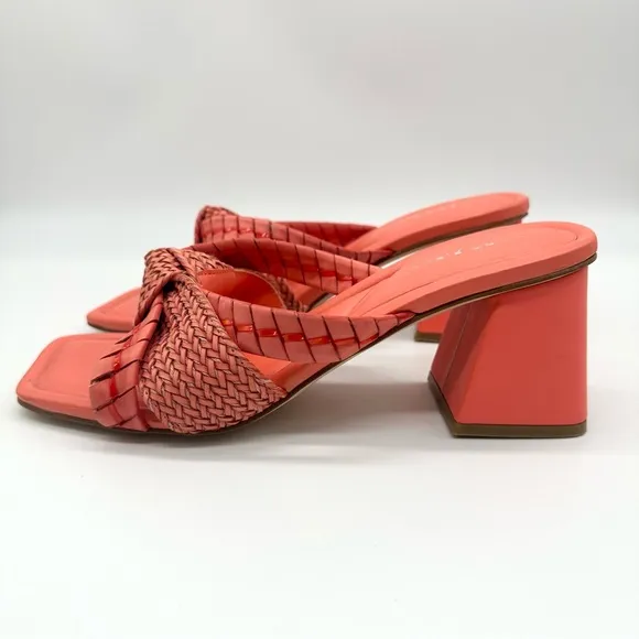 Women's Marc Fisher Sqaure Toe Slip-on Dress Orange Sandals 8.5
