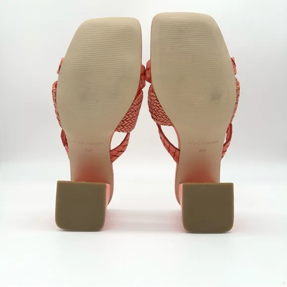 Women's Marc Fisher Sqaure Toe Slip-on Dress Orange Sandals 8.5