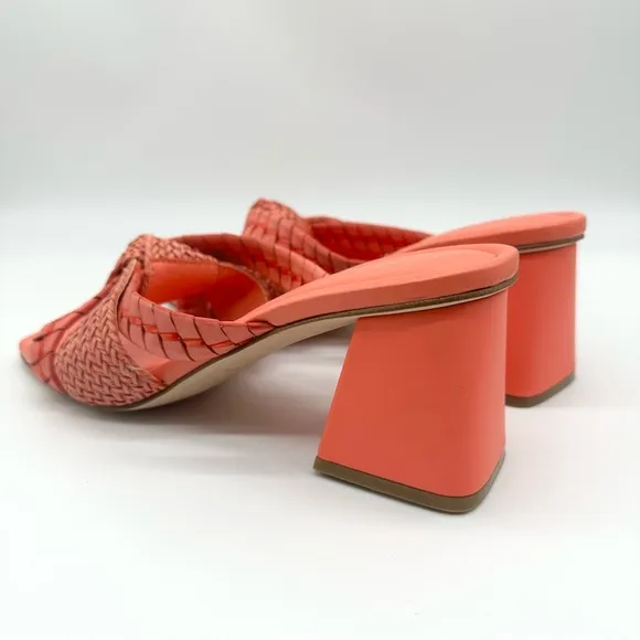 Women's Marc Fisher Sqaure Toe Slip-on Dress Orange Sandals 8.5