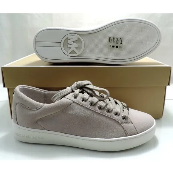 Women's Michael Kors KEATON KILTIE SNEAKER Lace Up Suede Cement Grey Size 6.5