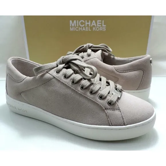 Women's Michael Kors KEATON KILTIE SNEAKER Lace Up Suede Cement Grey Size 6.5