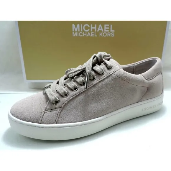 Women's Michael Kors KEATON KILTIE SNEAKER Lace Up Suede Cement Grey Size 6.5