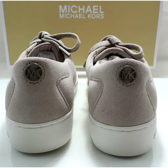 Women's Michael Kors KEATON KILTIE SNEAKER Lace Up Suede Cement Grey Size 6.5