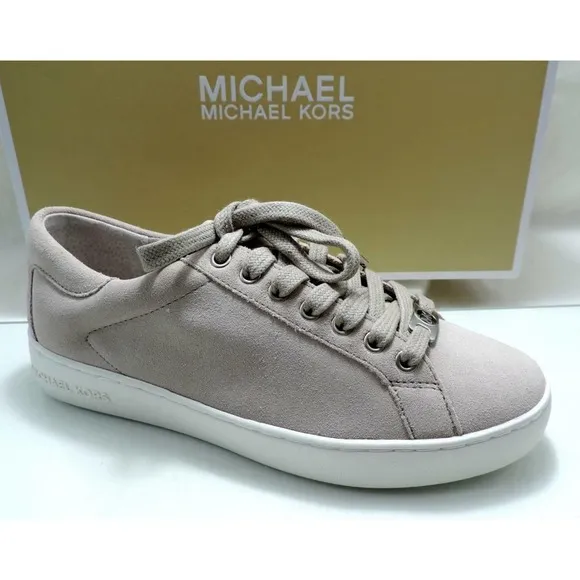Women's Michael Kors KEATON KILTIE SNEAKER Lace Up Suede Cement Grey Size 6.5