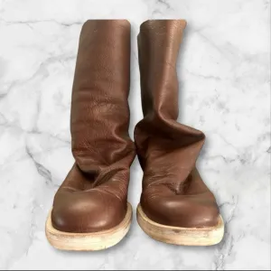 Women's NEW FREE PEOPLE Boots‎ Sutton-Slouch Brown Leather Mid Calf •Size 38•