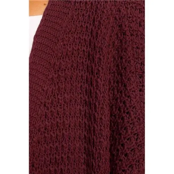 Women's Oversized Long Batwing Sleeve Cardigan Waffle Knit Sweater Coat Wine