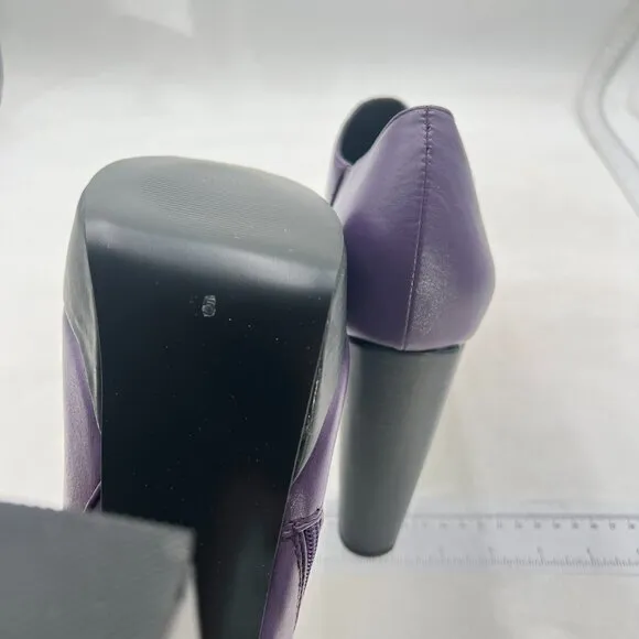 Women's Platform Chunky Heel Pointed Toe Booties Purple