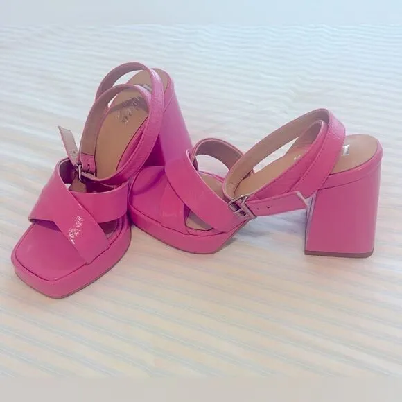 Women's Simple Platform Chunky Heel Sandal in Cosmic Pink! NWOT Size 36 (6)