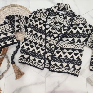 WOMEN'S size Small,  cutest black &amp; white Aztec blazer jacket by [ Bedford Fair]