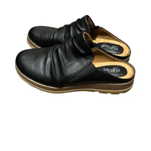 Women’s Sofft Eurosoft  Black Leather Mules Size 8.5M Clogs NWOT