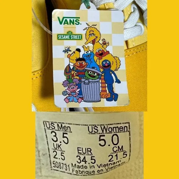 Womens VANS Authentic x Sesame Street Yellow Low Top Sneakers / Size 5