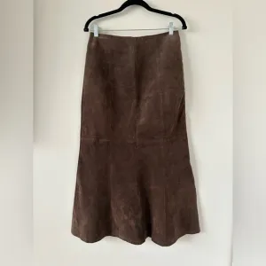 Women’s Western Brown Suede 100% Leather Midi Maxi Skirt Boho Vintage VTG Size 6
