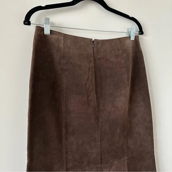 Women’s Western Brown Suede 100% Leather Midi Maxi Skirt Boho Vintage VTG Size 6