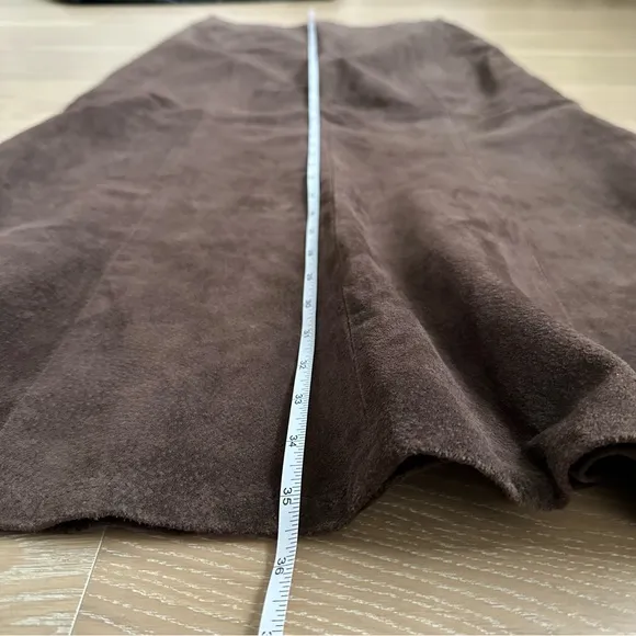 Women’s Western Brown Suede 100% Leather Midi Maxi Skirt Boho Vintage VTG Size 6