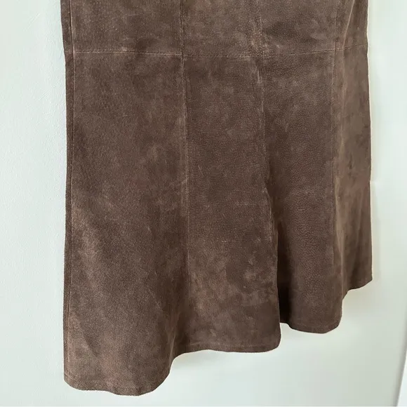 Women’s Western Brown Suede 100% Leather Midi Maxi Skirt Boho Vintage VTG Size 6