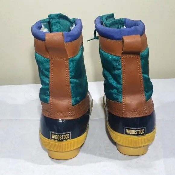 Woodstock Handcrafted Boots Thermolite Green Lace Up Vintage Dead Stock Size 10