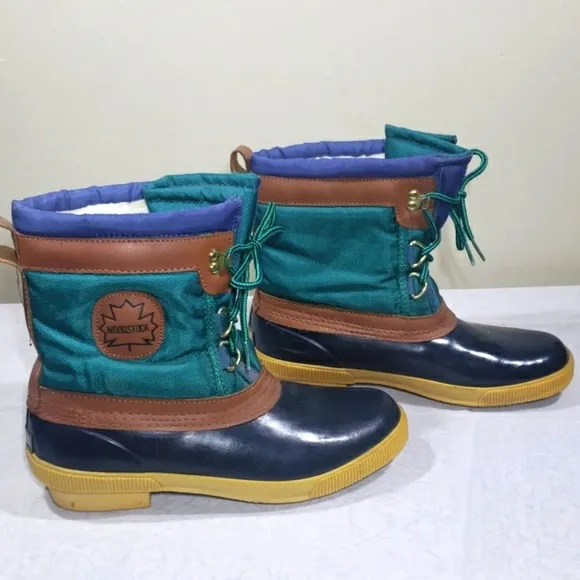 Woodstock Handcrafted Boots Thermolite Green Lace Up Vintage Dead Stock Size 10