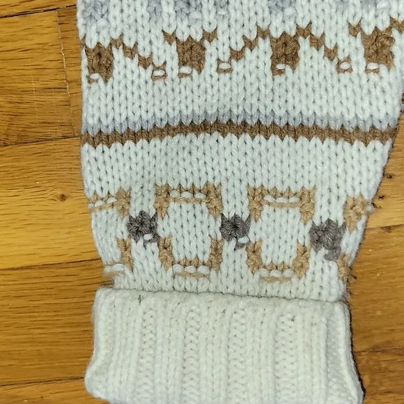 Wool blend fair isle cream tan  southwestern rustic belted sweater large