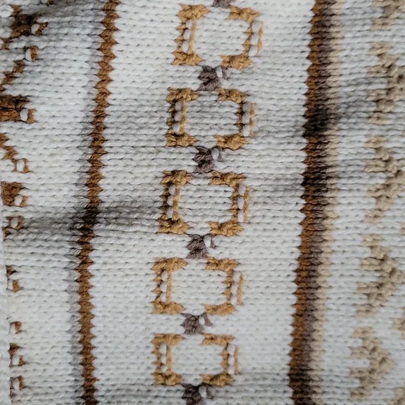 Wool blend fair isle cream tan  southwestern rustic belted sweater large