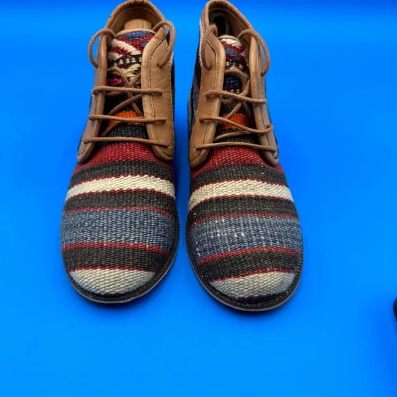 Woven Chukka Boots Women 38 Ankle Shoes Fabric Boho Artisanal &quot;Tocco Premium&quot;