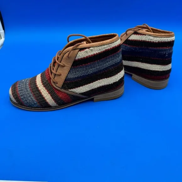 Woven Chukka Boots Women 38 Ankle Shoes Fabric Boho Artisanal &quot;Tocco Premium&quot;