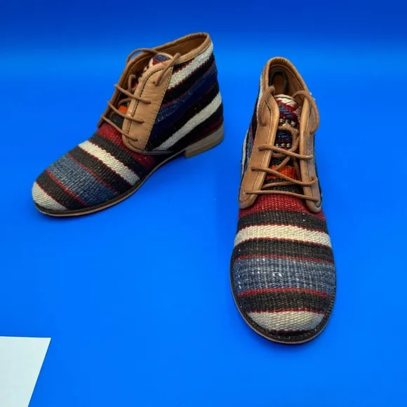 Woven Chukka Boots Women 38 Ankle Shoes Fabric Boho Artisanal &quot;Tocco Premium&quot;
