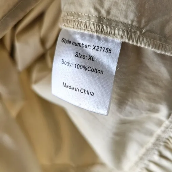Xirena Angeline Tiered Cotton Midi Skirt XL Cream Boho Poplin Skirt w/ Pockets
