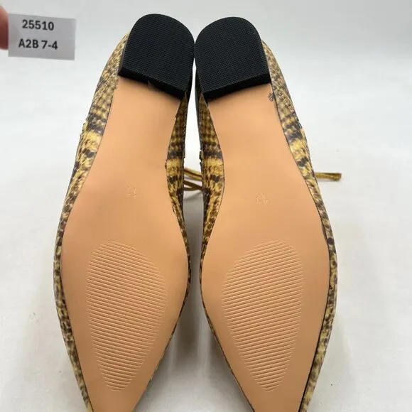 XYD Snakeskin Yellow Pointed Toe Ankle Boots Low Heel Double Side Zippers Shoes