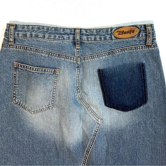 Y2K 90S RARE! BONGO PATCHWORK SKIRT PANT DESTROYED DENIM BOHO MAXI SKIRT Sz9
