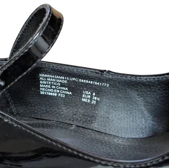 Y2K Chunky Madden NYC Steve Madden Sz 8 Black Patent Block Heel Mary Jane Shoes