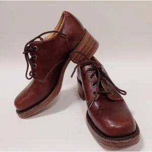 Y2K Frye Woman's Size 6 B Brown Leather Campus Lace Up Square Toe Oxford Shoes