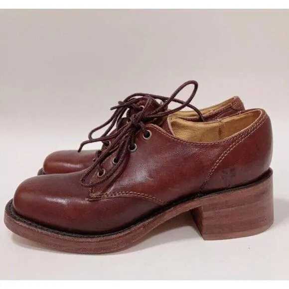 Y2K Frye Woman's Size 6 B Brown Leather Campus Lace Up Square Toe Oxford Shoes