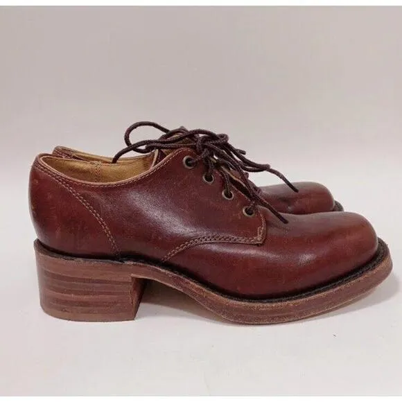 Y2K Frye Woman's Size 6 B Brown Leather Campus Lace Up Square Toe Oxford Shoes