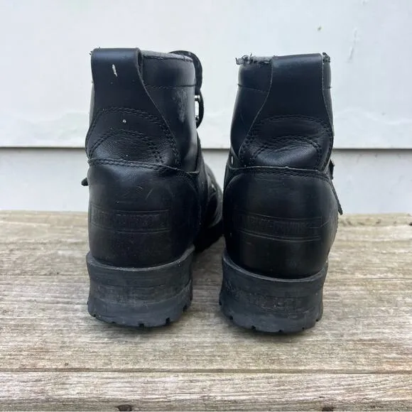 Y2K Harley Davidson Black Moto Lace Up Buckle Boots Size 9 Style 81024