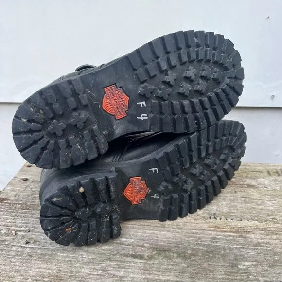 Y2K Harley Davidson Black Moto Lace Up Buckle Boots Size 9 Style 81024