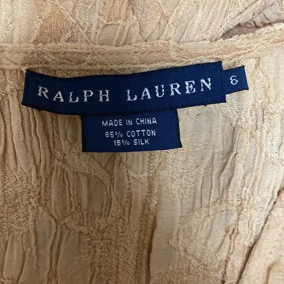 Y2K Ralph Lauren Tan Boho Tiered Ruffle Wrap Maxi Dress