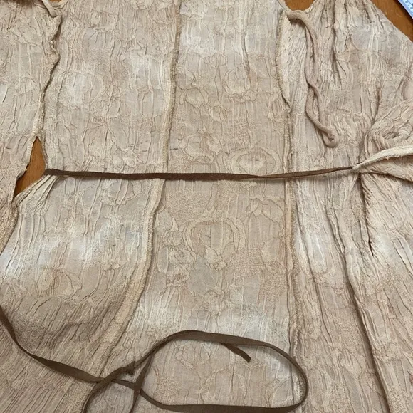 Y2K Ralph Lauren Tan Boho Tiered Ruffle Wrap Maxi Dress