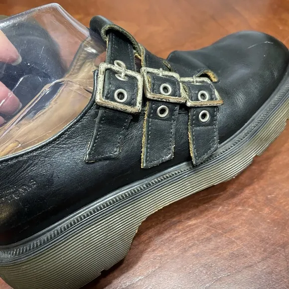 Y2K Rare Dr Martens three buckle 8368 mary janes Black Chunky Platform England