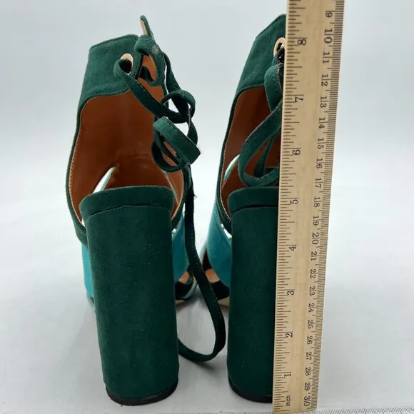 YDN Green Peep Toe Bootie Pumps Slingback Chunky Heel Casual Lace Up Slide Shoes